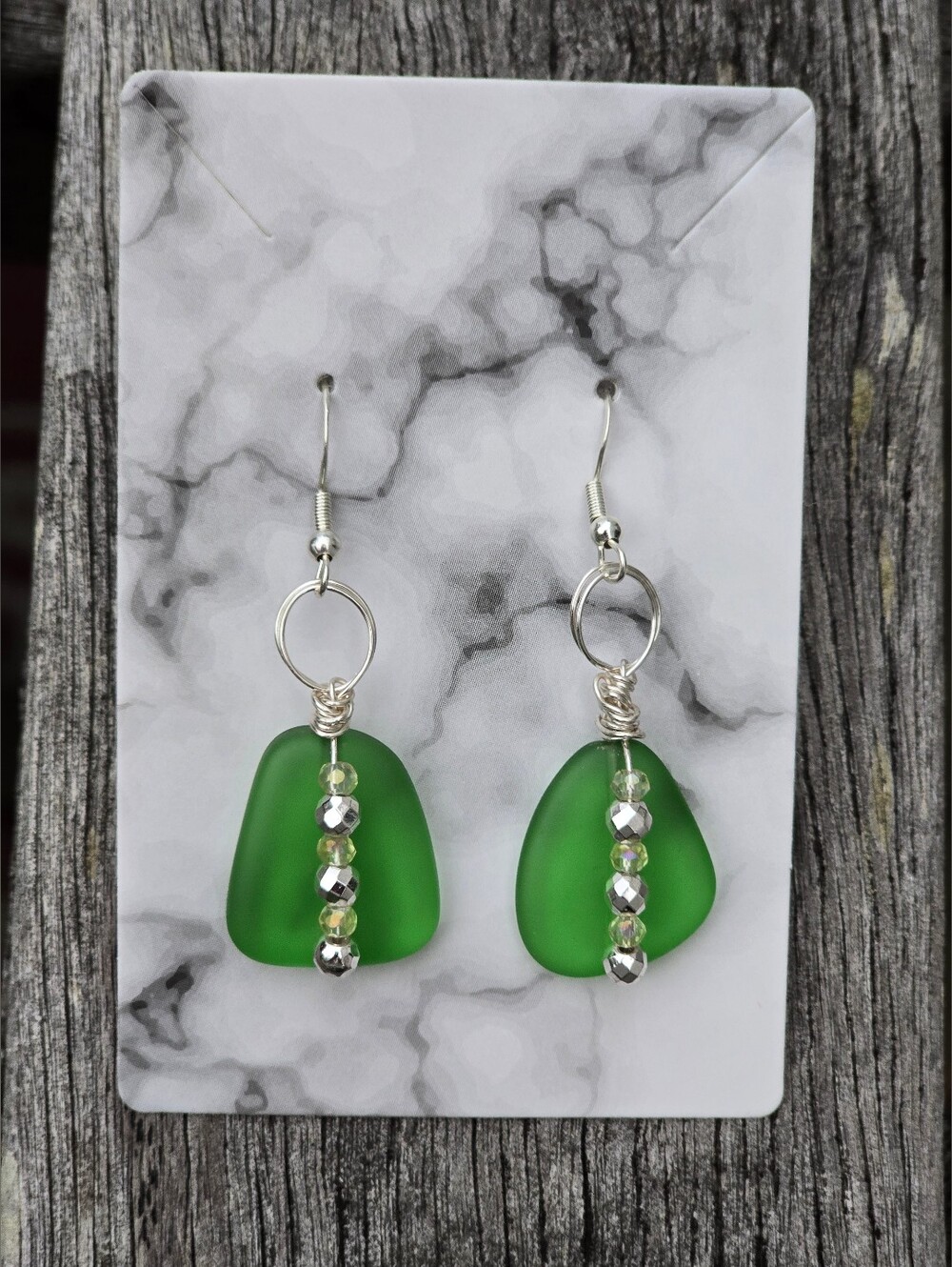 Wire Wrapped Seaglass Dangle Earrings